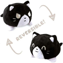 (White) Reversible Cat Plushie Stuffed Animal Reversible Mood Plush Toys Double-sided Flip Show Your Mood! Brown