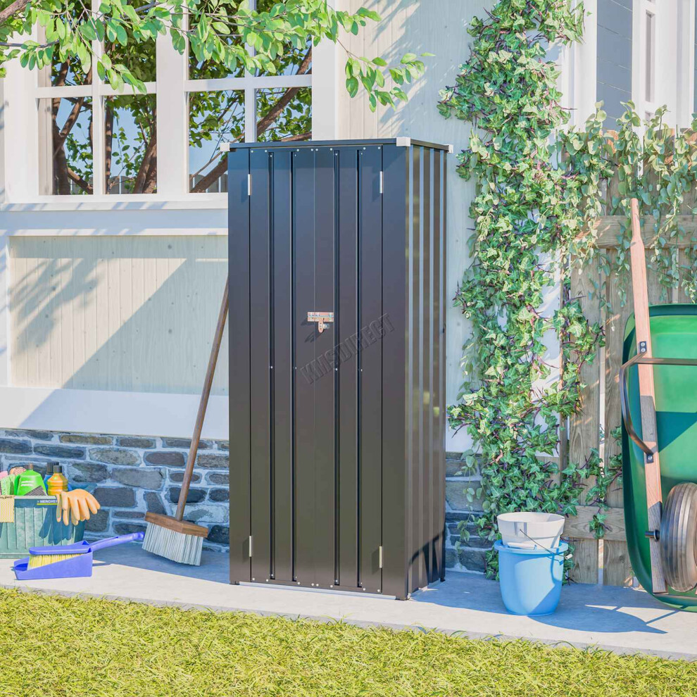 (Anthracite) BIRCHTREE Metal Garden Storage Box Shed Cabinet