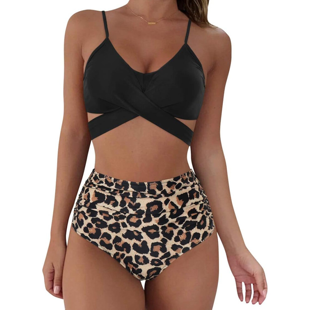 Maillot de bain 2 pièces taille haute push-up pour femme
