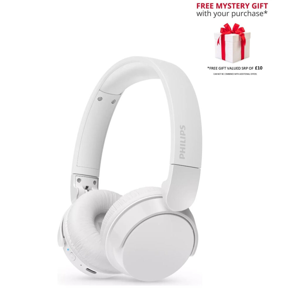 (White) Philips TAH4209 4000 series On-ear Wireless BT Headphones – Free Gift RRP 10!