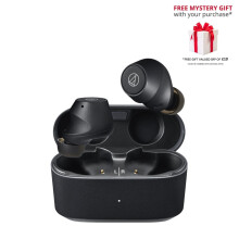 (Black) Audio-Technica ATH-CKS30TW+ Wireless Earbuds - Free Gift RRP 10!