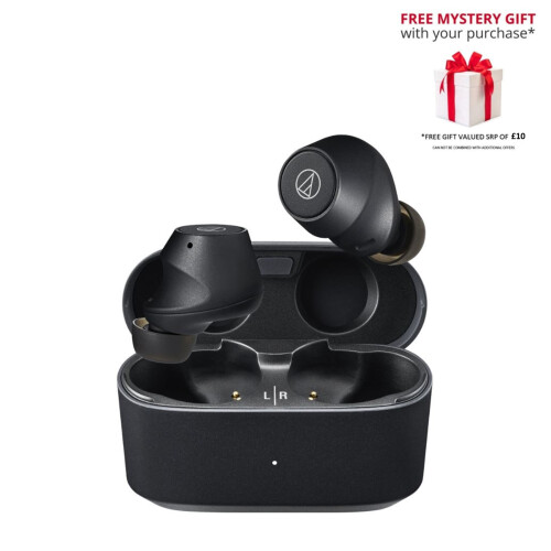 Audio-Technica (Black) Audio-Technica ATH-CKS30TW+ Wireless Earbuds - Free Gift RRP 10!