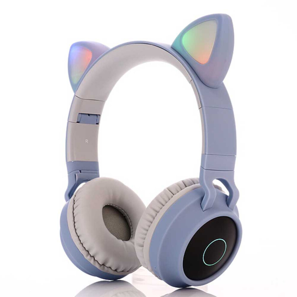 Casque audio pour enfants, Bluetooth 5.0, sans fil, pliable, oreilles de chat, lumière LED, pour adultes, apprentissage, jeux, sport, musique