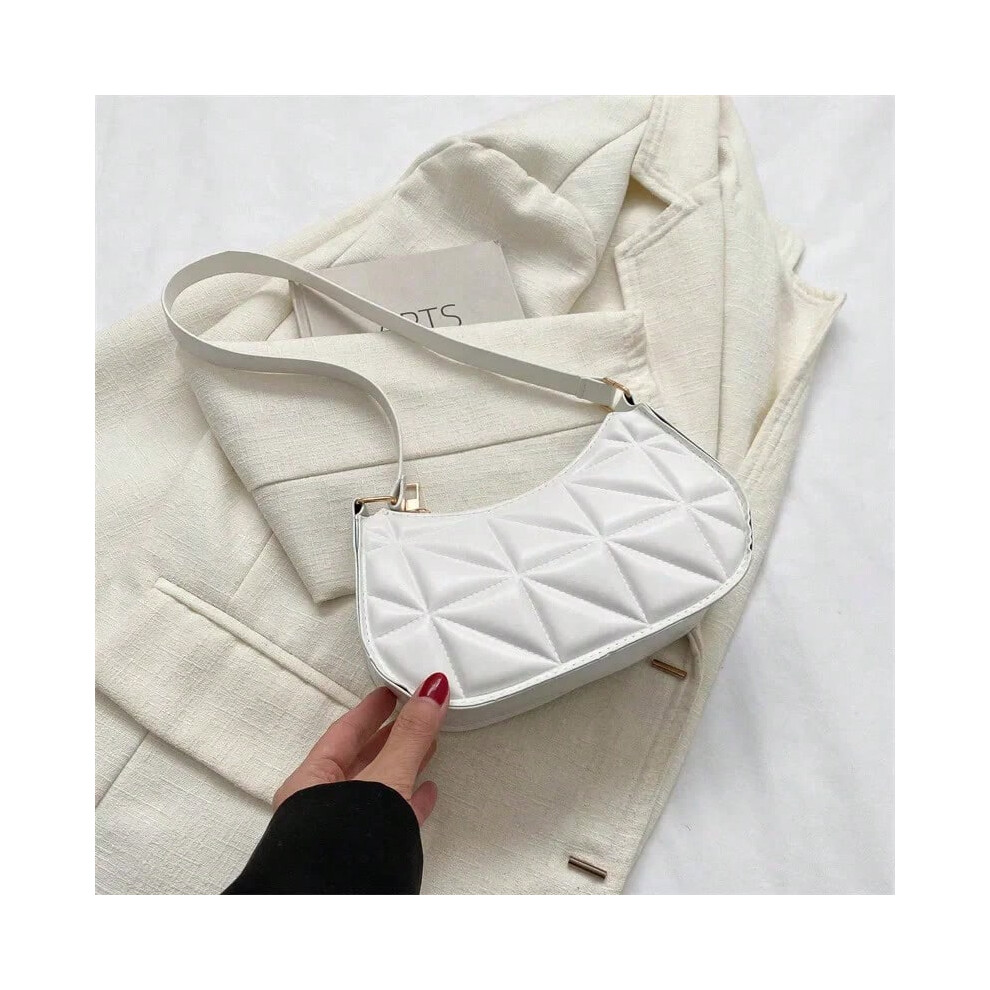 (white) New Retro Casual Women's Handbag Shoulder Bag with Niche Design Fashionable and Trendy Solid Color Leather Crossbody Bag