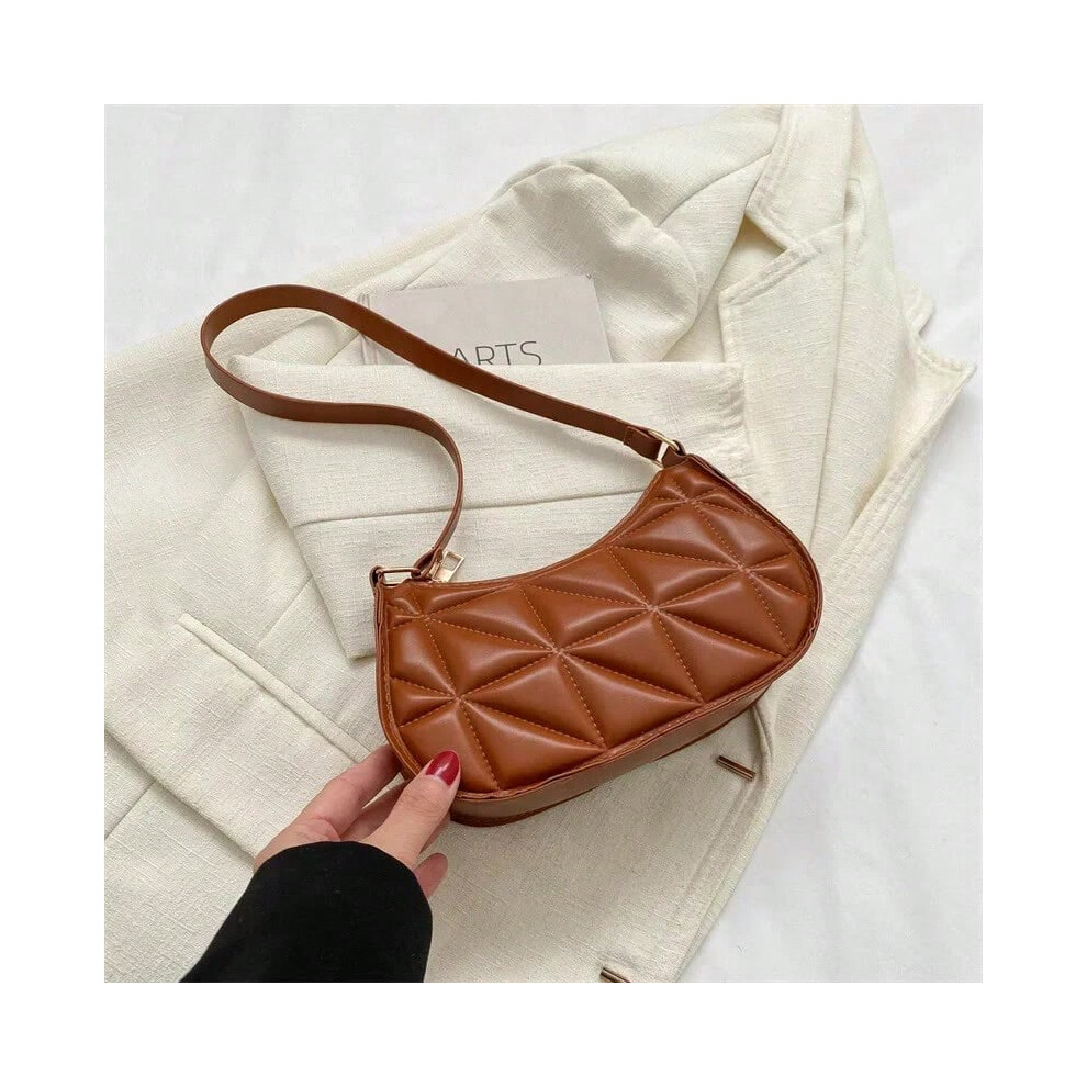 (brown) New Retro Casual Women's Handbag Shoulder Bag with Niche Design Fashionable and Trendy Solid Color Leather Crossbody Bag
