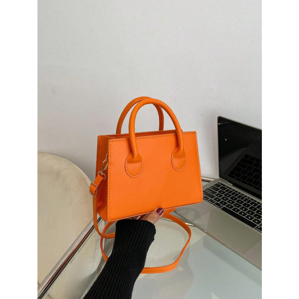 (Orange) PU Leather Casual Crossbody Bags for Women Ladies Luxury Designer Tote Handbag Female Large Capacity Travel Shoulder Bag Sac
