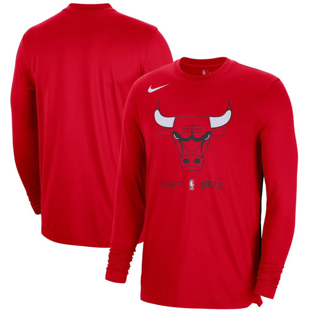 (S) Chicago Bulls NBA T-Shirt Men's Nike Long Sleeve Pregame Top