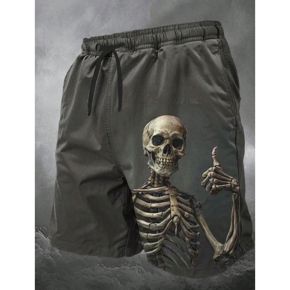 (DKZXB202526126, 2XL) Men's Skull Long Swim Trunks Surf Trunks Shorts Fashion Street Trend Casual Daily Vacation with Elastic Waist Designer Clothing-image-OPC-PHMZQ8D-NEW