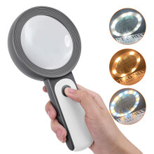Lupe mit Licht, große Handlupe, LED-beleuchtete Lupe für Makuladegeneration, Lesen für Senioren, Löten, Inspektion, Münzen, Schmuck, Erkunden