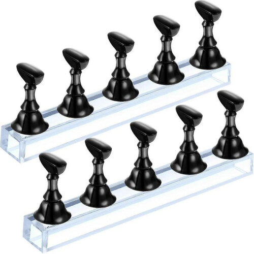 Home and Salon Nail Art Practice Rack with Crystal Adhesive Tools Set