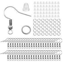 300 Pieces Hypoallergenic Earring Hooks for DIY Jewelry Creation Kit - Silver