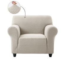 (Beige, 1 Seater: (80 cm x 120 cm)) Non Slip Universal Elasticated Sofa Furniture Cover 1,2,3 & 4 Seater Couch Protector