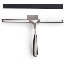 12-Inch Silicone Blade Stainless Steel Shower Squeegee with Wall Mount Adhesive for Bathrooms Kitchens Mirrors and Windows