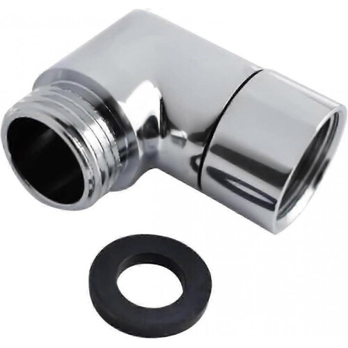 90 Degree Shower Head Adapter - 1/2" Elbow for Shower Hose Extension - Silver