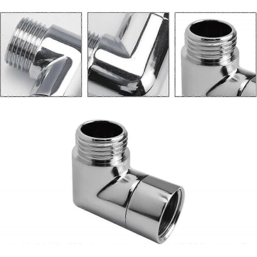 90 Degree Shower Head Adapter - 1/2" Elbow for Shower Hose Extension - Silver 2
