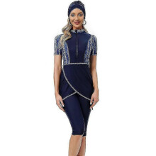 (4XL, Blue) 2023 Latest Collection Modest Swimwear for Women Burkini with Front Zipper - Yvan