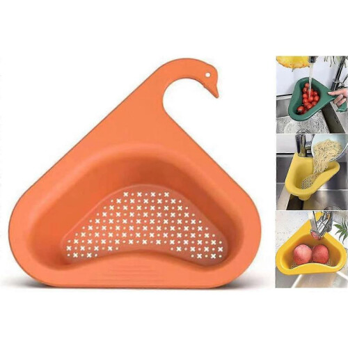 Swan-Shape Sink Strainer Basket with Thickened Triangle Rack for Kitchen Fruit Vegetable and Leftover Storage