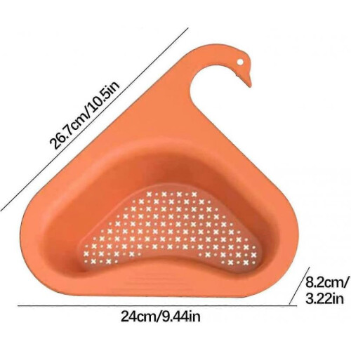 Swan-Shape Sink Strainer Basket with Thickened Triangle Rack for Kitchen Fruit Vegetable and Leftover Storage 1