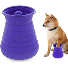 (Purple) Portable Pet Paw Cleaning Tool for Dogs and Cats with Massage and Grooming Function