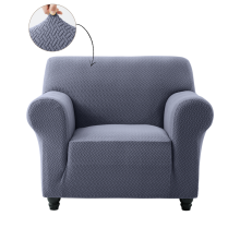 (1-Seater, Blue) Stretch Fit T-Shaped Design Sofa Slipcover, Anti-Slip Polyester Protector, Pet Safe and Family Friendly