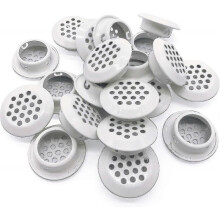 25mm Diameter Circular Soffit Vents 20 Pack Stainless Steel Mesh Louvers for Kitchen Bathroom Cabinet and Wardrobe (White)