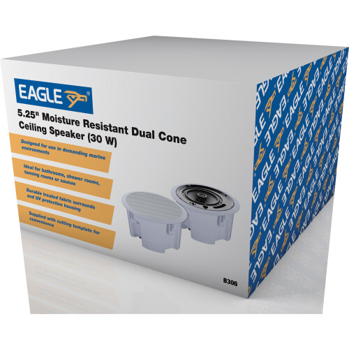 Eagle 100V Line / 8ohm Round 2 way Ceiling Speaker With Moisture Resistant Cone (each) 2