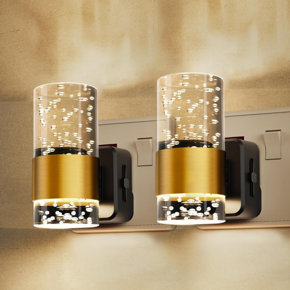Plug In Night Acrylic Night With Dusk To Dawn Sensor, Adjustable Brightness 0-100Lm, Warm 3000K, Light/White