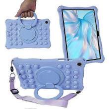 (Purple) Galaxy Tab A9+ X210 X216 X218 Case with Kickstand & Shoulder Strap - Bubble Tablet Cover