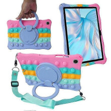 (Pink) Galaxy Tab A9+ X210 X216 X218 Case with Kickstand & Shoulder Strap - Bubble Tablet Cover