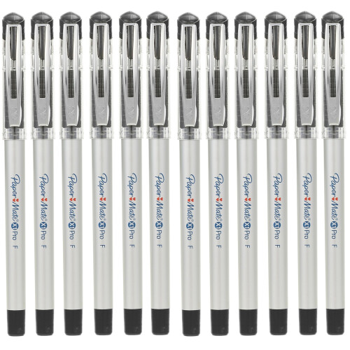 (Black Ink - 100 Pens) 100 x Paper Mate Pro X1 Gel Pens 0.5mm Fine Point Bulk Pack Grip