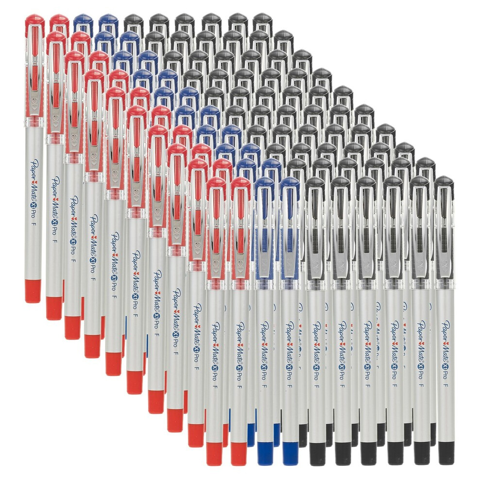 Urbn Living (Assorted Ink - 100 Pens) 100 X Paper Mate Pro X1 Gel Pens 0.5Mm Fine Point Bulk Pack Grip