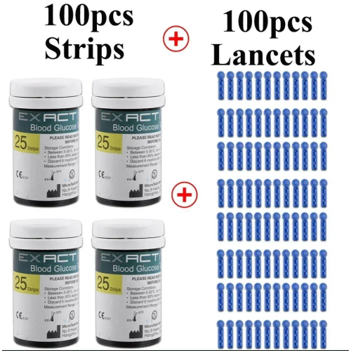 (Only 100x Test Strips + 100x Lancets) Exactive EQ Blood Glucose Test Strips