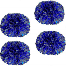 (All Blue) 4pcs Cheerleading Pom Poms for Women Cheerleader Costume, 2 Pair Cheer Pompoms