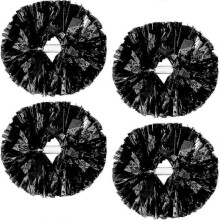 (Bright Black) 4pcs Cheerleading Pom Poms for Women Cheerleader Costume, 2 Pair Cheer Pompoms