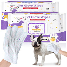 Dog Cleaning Gloves Wipes 30pcs Disposable Pet Grooming Bathing Gloves Extra Thick, No Rinse Shampoo Dry Cleaning Gloves for Dogs & Cats Paw Face Ear