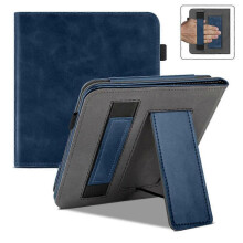 (Brown) Premium PU Leather Sleeve Cove Stand Case 7" Kobo Libra Colour (2024) with Two Hand Straps and Auto Sleep/Wake