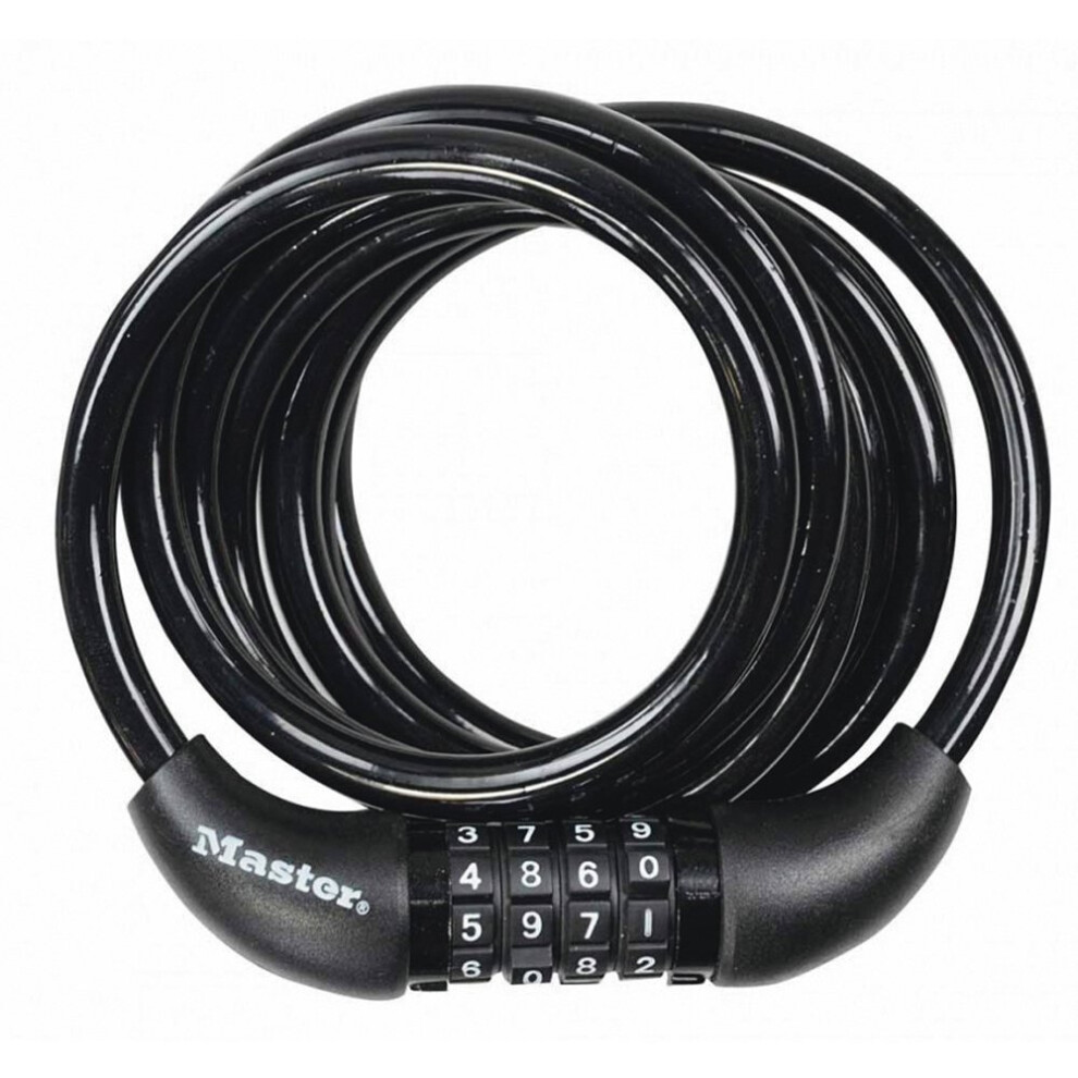 Master Lock Bike Cable Lock, Combination, 1.8 m Coiling Cable, Outdoor 8221EURDPRO - Use with all kinds of Bike, Skateboards, Strollers, Lawnmowers