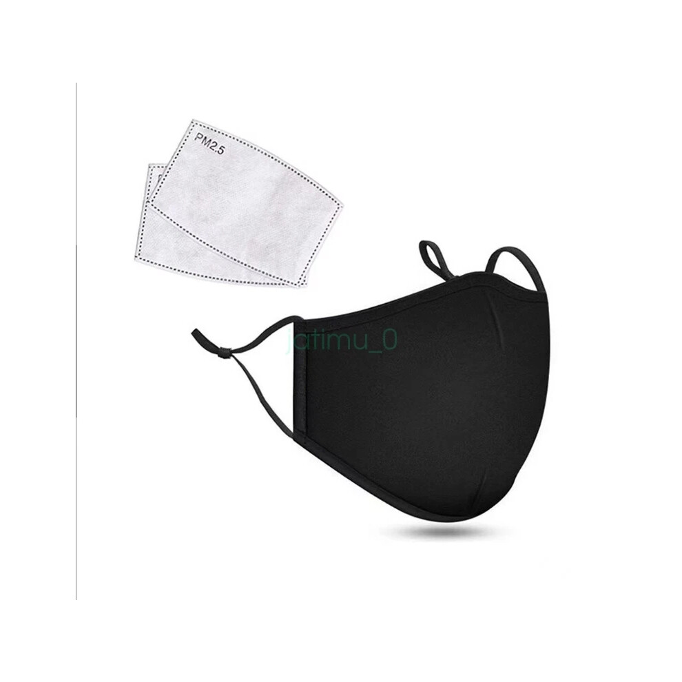 (Black) Cotton Face Mask Protective Covering Mouth Masks Washable Reusable 6963793746040
