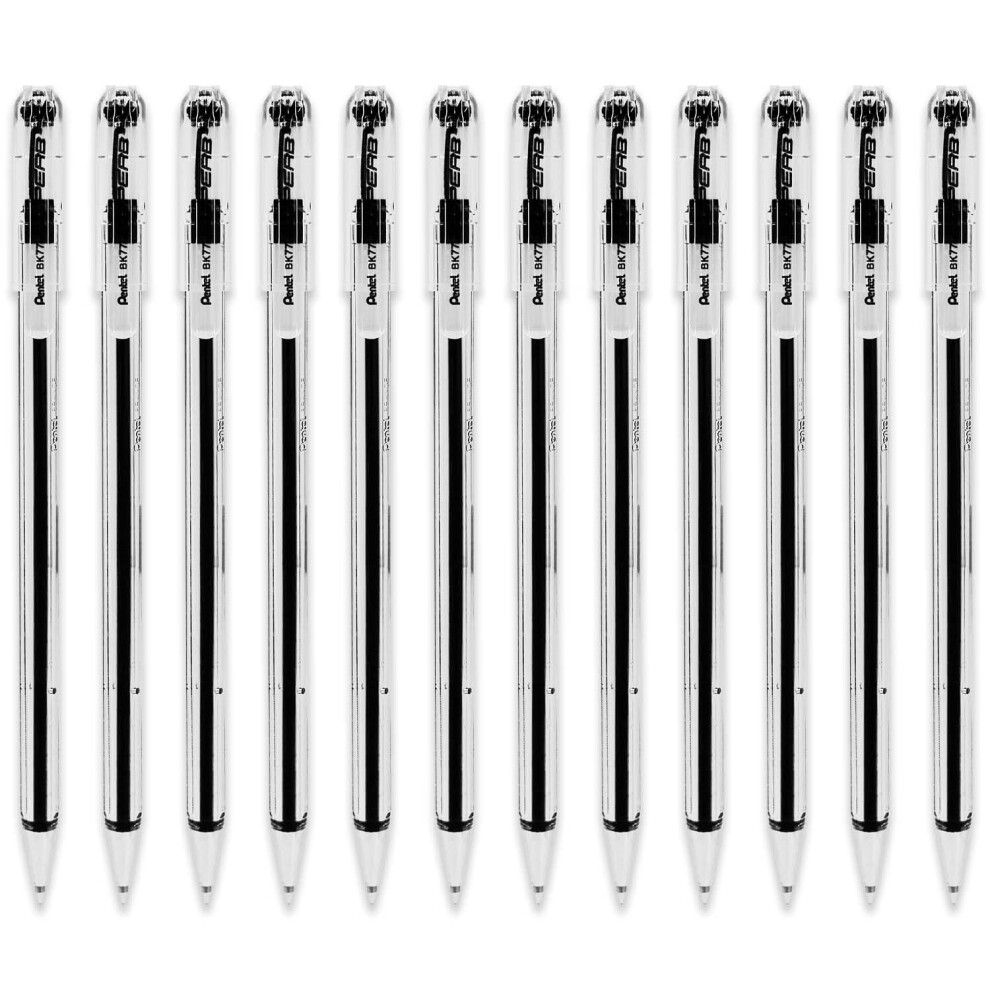 Pentel Superb Ball Pen Fine 0.7Mm Tip 0.25Mm Line Black Ref Bk77-A [Pack 12]