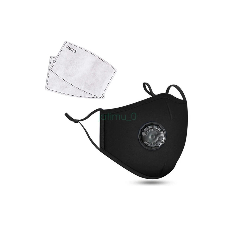 (Black With Breathing Valve) Cotton Face Mask Protective Covering Mouth Masks Washable Reusable New 6963793746170
