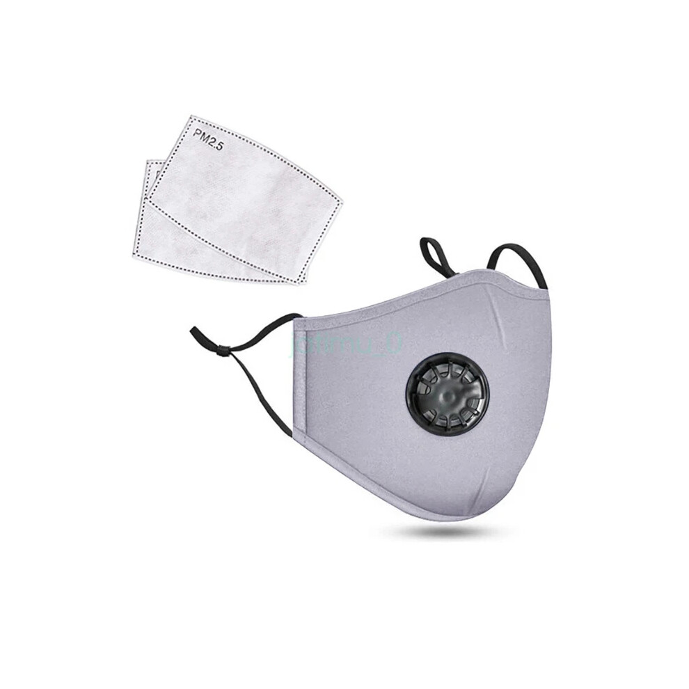 (Gray With Breathing Valve) Cotton Face Mask Protective Covering Mouth Masks Washable Reusable New 6963793746217