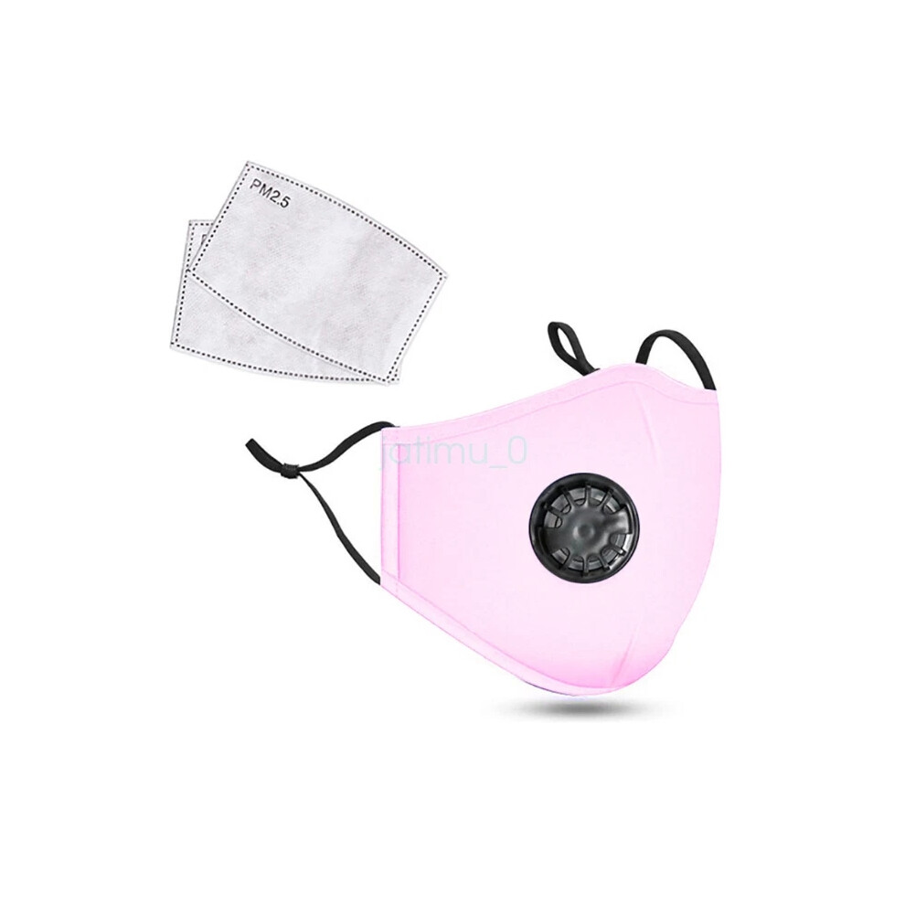 (Pink With Breathing Valve) Cotton Face Mask Protective Covering Mouth Masks Washable Reusable New 6963793746255