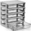 DEAYOU 5 Drawer Desktop Storage Bin Unit, Small Plastic Organizer, White Frame with Clear Drawer, Mini Container Case for Desk, Storing Craft, 5