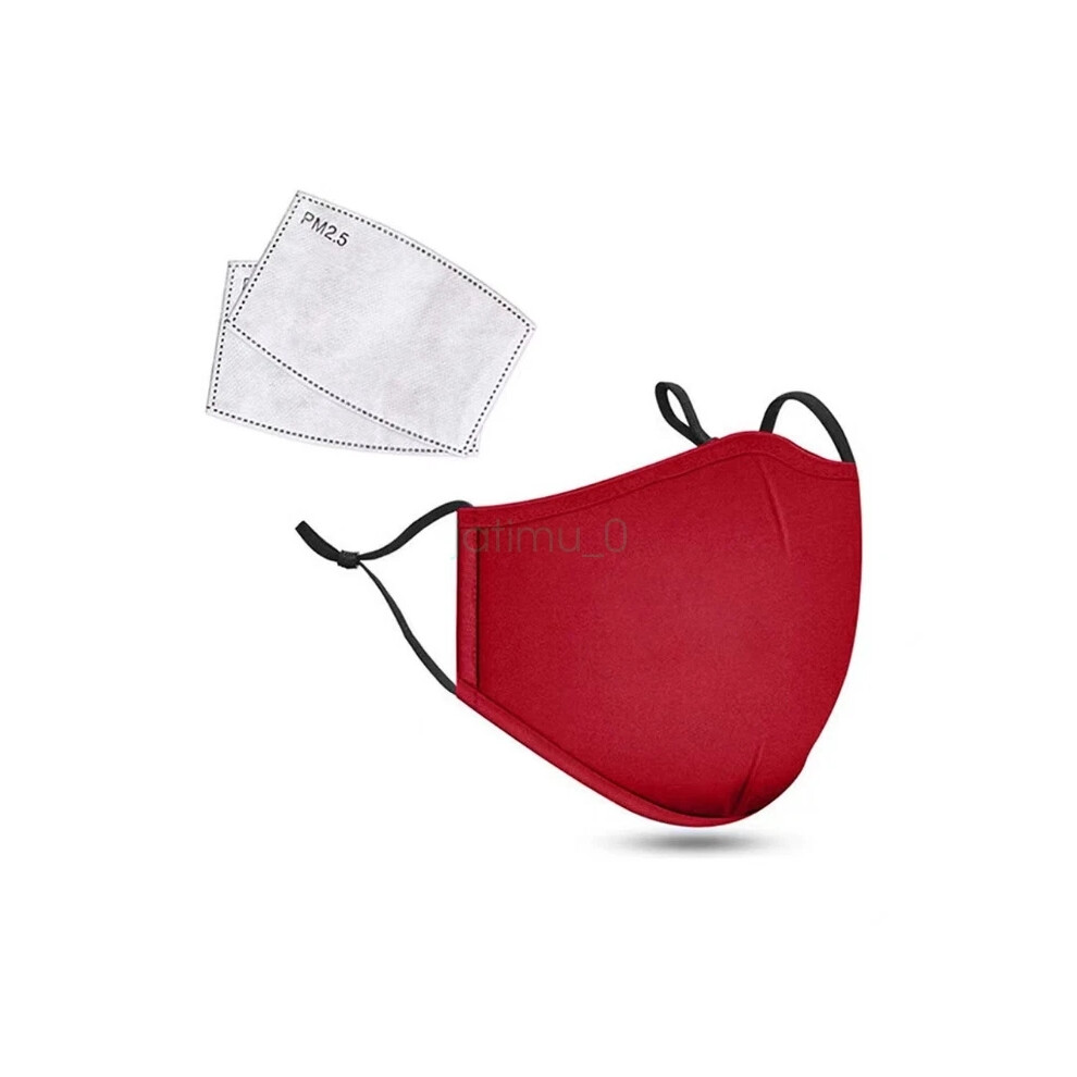 (Red) Cotton Face Mask Protective Covering Mouth Masks Washable Reusable Hot 6963793746385