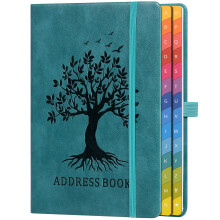 Address Book with Colorful Alphabetical Tabs (8.4" x 5.8") - Hardcover Telephone and Contact Organizer