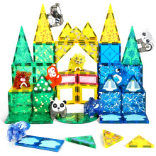 Magnetic Tiles Toys with Safari Animals, 3D Magnetic Building Blocks for Kids Toddlers Ages 3-5 5-7 STEM Educational Toy Magnet Tiles Jungle Animal