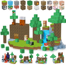 Gleamkid 123 PCS Magnetic Building Blocks, Build Forest Adventure Magnet World, STEM Sensory Toys for 3+ Year Old Boys Girls, Magnetic Cubes with 16