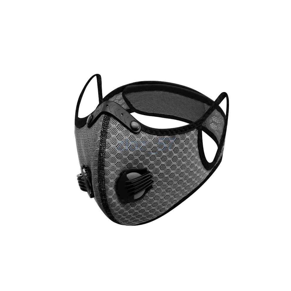 (Gray) Reusable Face Mask Breathing Valves Sports Cycling Outdoor Active Carbon Filter 6963793746439
