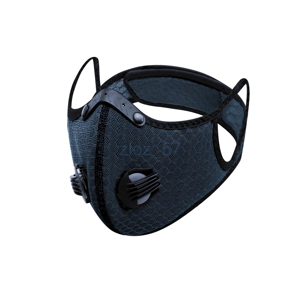 (Navy) Reusable Face Mask Breathing Valves Sports Cycling Outdoor Active Carbon Filter 6963793746446