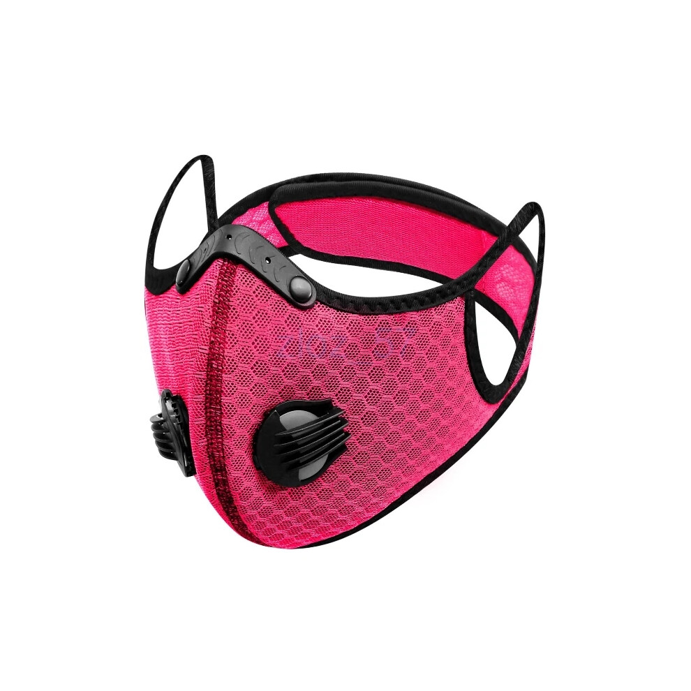 (Pink) Reusable Face Mask Breathing Valves Sports Cycling Outdoor Active Carbon Filter 6963793746460